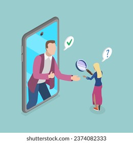 3D Isometric Flat Vector Conceptual Illustration of KYC