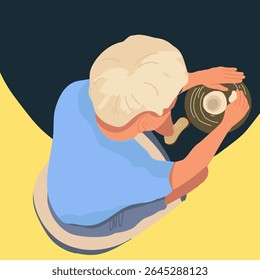 3D Isometric Flat Vector Conceptual Illustration of Pottery Making. Hand drawn flat vector illustration 
