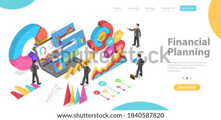 3D Isometric Flat Vector Conceptual Illustration of Financial Planning, Investment Plan, Risk Management.