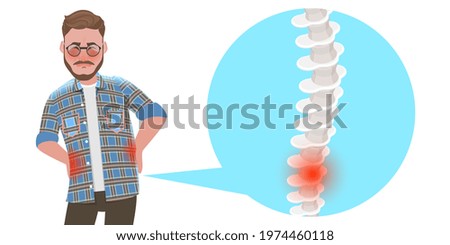 3D Isometric Flat Vector Conceptual Illustration of Man with Back Pain, Effects of Harmful Habits on Human Spine