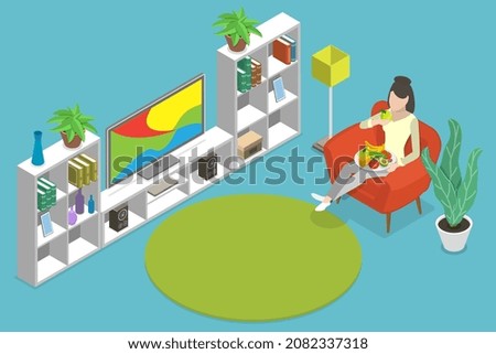 3D Isometric Flat Vector Conceptual Illustration of Healthy Snacks, Good Snacking Habits at Home