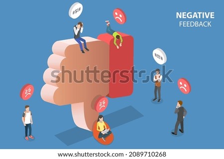 3D Isometric Flat Vector Conceptual Illustration of Negative Feedback, Bad Customer Experience, Digital Marketing Mistakes