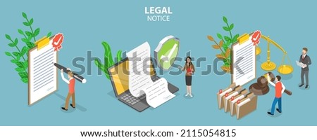 3D Isometric Flat Vector Conceptual Illustration of Legal Notice, Document Proofreading, Business Contract Signing