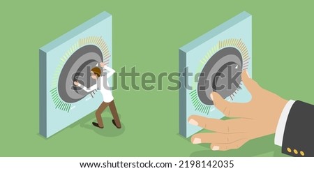 3D Isometric Flat Vector Conceptual Illustration of Turning Knob, Volume Control Button Foto stock © 
