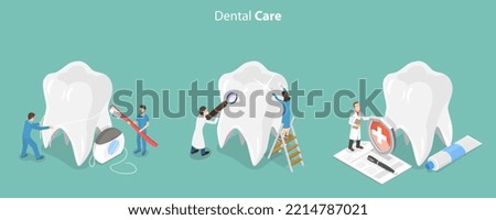 3D Isometric Flat Vector Conceptual Illustration of Dental Care, Dentist Services
