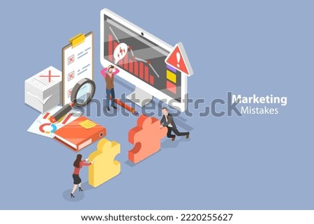 3D Isometric Flat Vector Conceptual Illustration of Marketing Mistake, Wrong SEO Strategy