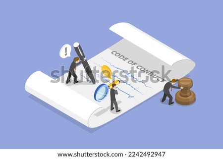 3D Isometric Flat Vector Conceptual Illustration of Code Of Conduct, Business Ethics