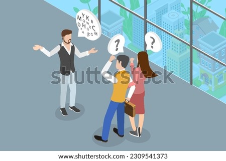 3D Isometric Flat Vector Conceptual Illustration of Difficult Conversation, Language Barriers