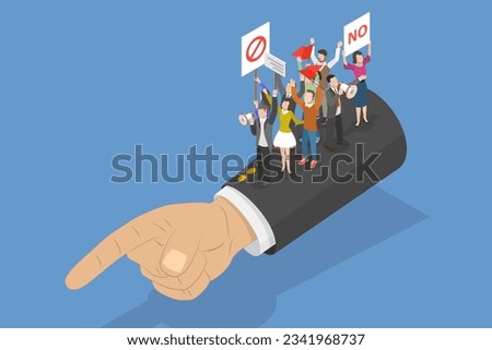 3D Isometric Flat Vector Conceptual Illustration of Revolution, Crowd of Protesting People