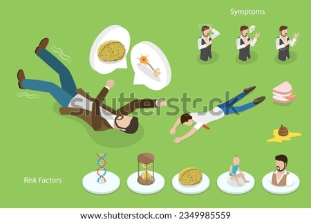 3D Isometric Flat Vector Conceptual Illustration of Epilepsy, Stages and Phases of a Seizure Stock photo © 