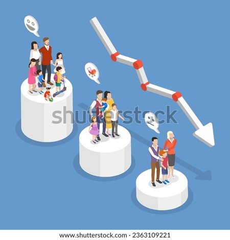 3D Isometric Flat Vector Conceptual Illustration of Demographic Decline Stock foto © 