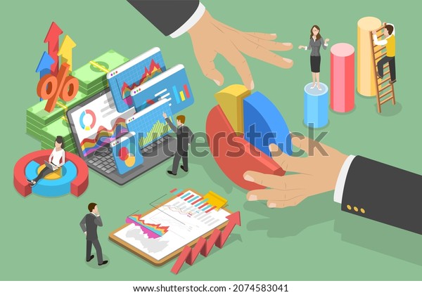 3D Isometric\
Flat Vector Conceptual Illustration of Shares And Dividends,\
Investment and Profit\
Sharing