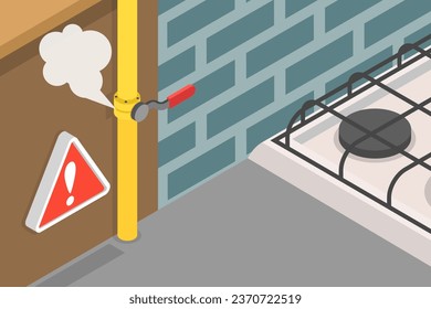 3D Isometric Flat Vector Icon of Gas Leak