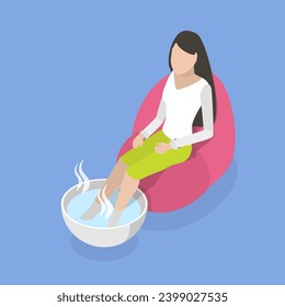 3D Isometric Flat Vector Icon of Soaking Feet