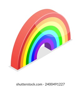 Icono vector plano isométrico 3D del arcoiris colorido