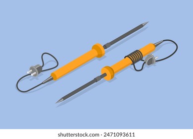 3D Isometric Flat Vector Icon of Welding Tool, Soldering Iron