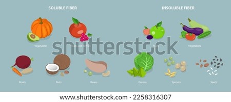3D Isometric Flat Vector Icon of Fiber Sources, Nutrition and Healthy Eating