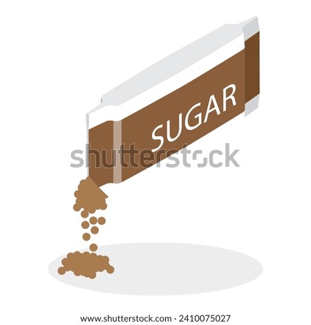 3D Isometric Flat Vector Icon of Sugar Packs Set, Disposable Packaging Bundle. Item 5