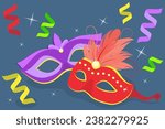 3D Isometric Flat Vector Illustration of Carnival Mardi Gras