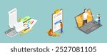 3D Isometric Flat Vector Illustration of Registration Of Claim, Insurance Reimbursement