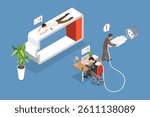 3D Isometric Flat Vector Illustration of Working Burnout, Deadlines, Stress, Depression