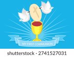 3D Isometric Flat Vector Illustration of First Communion, Church Decoration Clipart