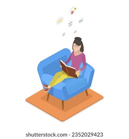 3D Isometric Flat Vector Illustration of Introvert Vs Extravert, Different Mindsets. Item 1