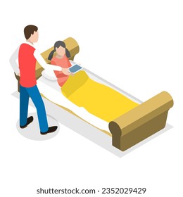3D Isometric Flat Vector Illustration of Sleep Hygiene, Insomnia Treatment and Healthy Sleeping Habits. Item 3