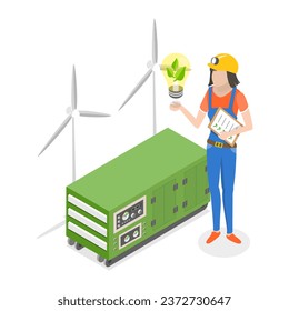 3D Isometric Flat Vector Illustration of Sustainable Energy Source. Item 2