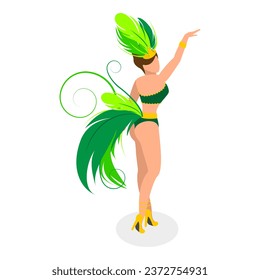 3D Isometric Flat Vector Illustration of Brazilian Samba Dancers. Item 1