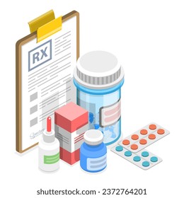 3D Isometric Flat Vector Illustration of Flu Treatment. Item 3