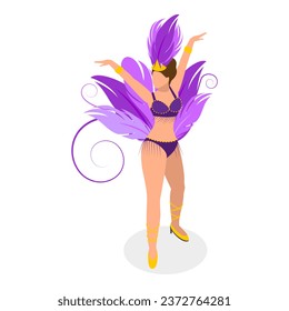 3D Isometric Flat Vector Illustration of Brazilian Samba Dancers. Item 2