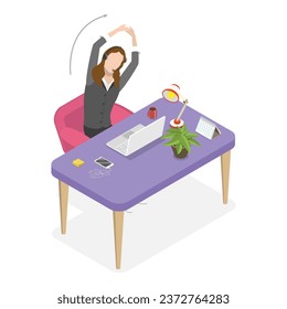 3D Isometric Flat Vector Illustration of Exercises In Office. Item 2
