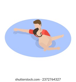 3D Isometric Flat Vector Illustration of Beach Lifeguard. Item 3