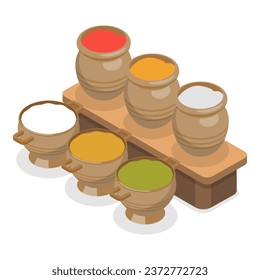 3D Isometric Flat Vector Illustration of Eastern Bazaar. Item 1