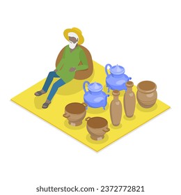 Isometric Flat Vector Isométrico Ilustración del Bazar Oriental. Tema 2