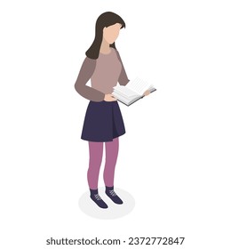 3D Isometric Flat Vector Illustration of Modern Students. Item 1
