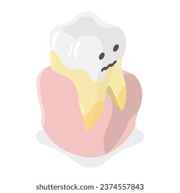 3D Isometric Flat Vector Illustration of Tooth Decay. Item 1
