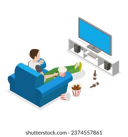 3D Isometric Flat Vector Illustration of Sedentary Lifestyle. Item 3