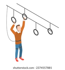 Isometric Flat Vector Isometric Ilustración de Rope Park. Tema 4
