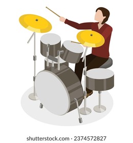 3D Isometric Flat Vector Illustration of Rock Music Band. Item 4