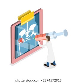 3D Isometric Flat Vector Illustration of Hip Joint Cortisone Injection. Item 3