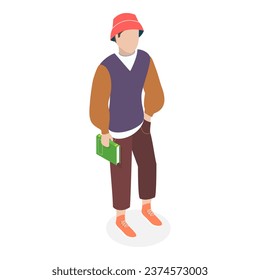 3D Isometric Flat Vector Illustration of Modern Students. Item 7