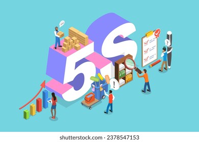 3D Isometric Flat Vector Illustration of 5S Strategy