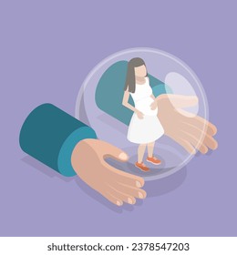 3D Isometric Flat Vector Illustration of Safety Bubble