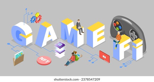 3D Isometric Flat Vector Illustration of Gamefi