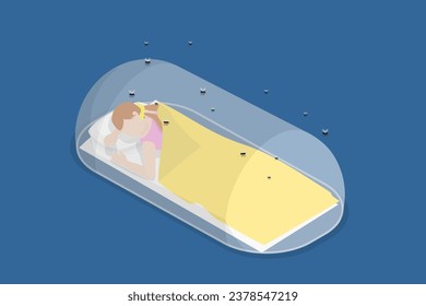 3D Isometric Flat Vector Illustration of Sleeping Net