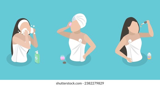 3D Isometric Flat Vector Illustration of Skin Care