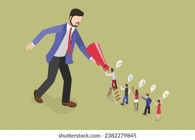 3D Isometric Flat Vector Illustration of Advocacy Or Support Opinion