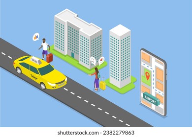 3D Isometric Flat Vector Illustration of Transport To Airport